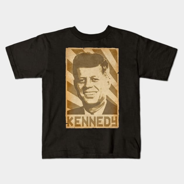 John F Kennedy JFK Retro Propaganda Kids T-Shirt by Nerd_art